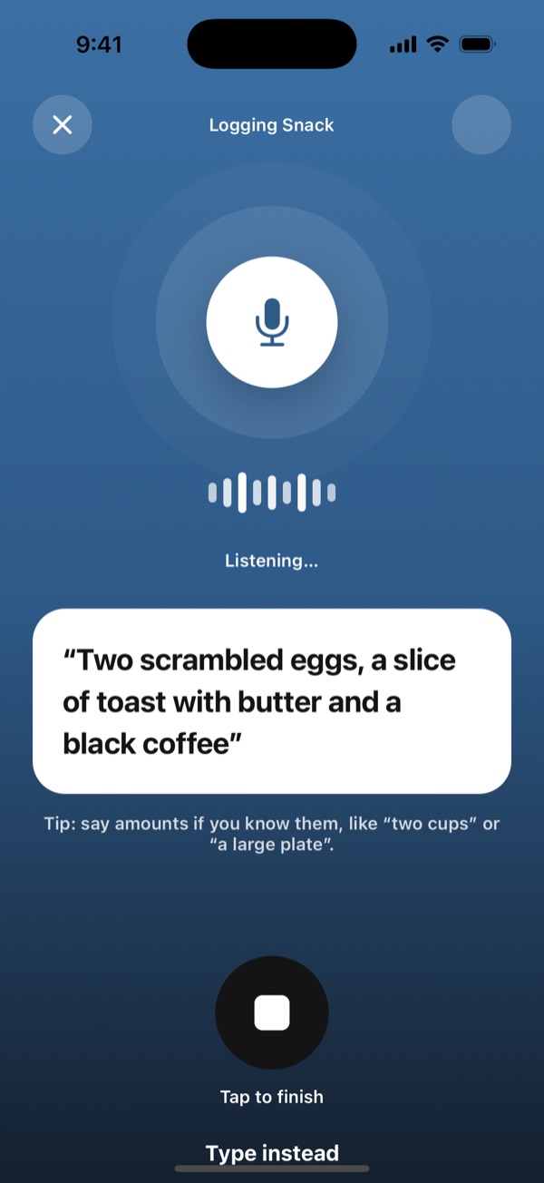 Listening: live transcript while you speak